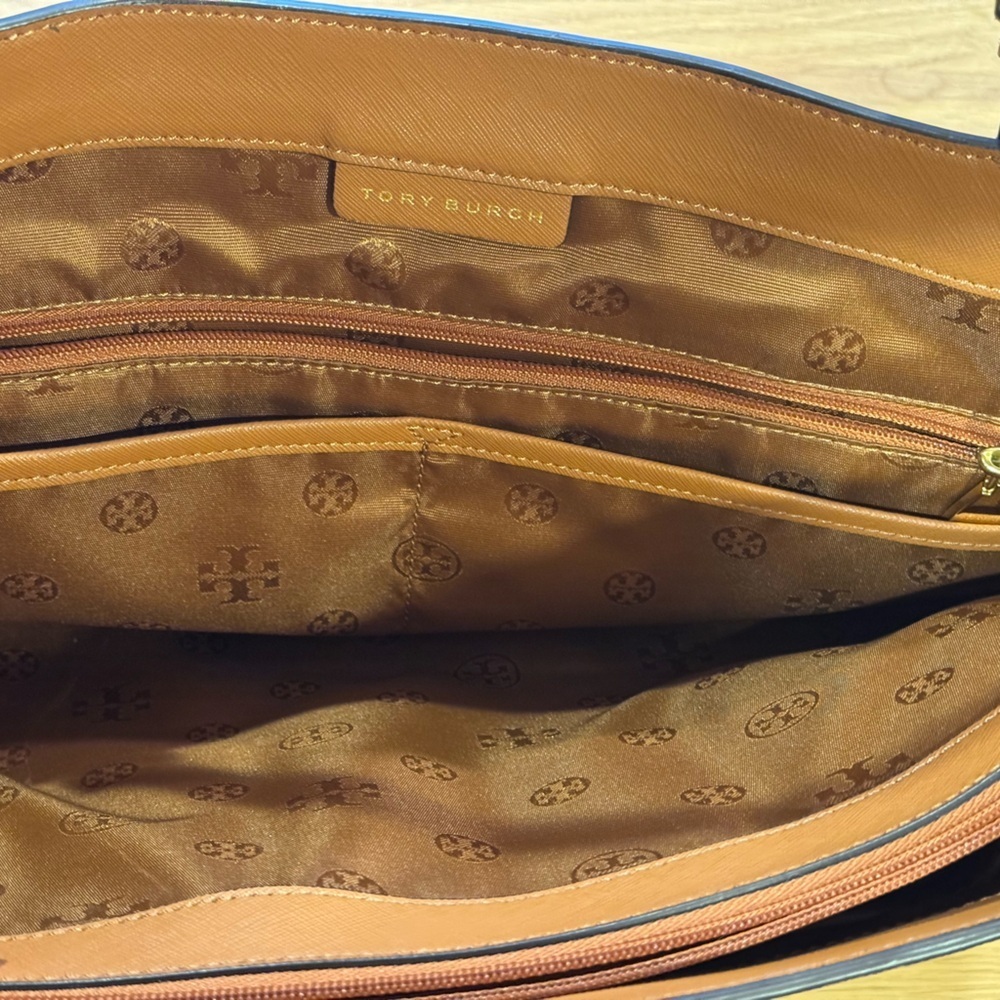 Tory Burch Cognac Saffiano Leather Large Zip Tote Bag - Picture 6 of 12